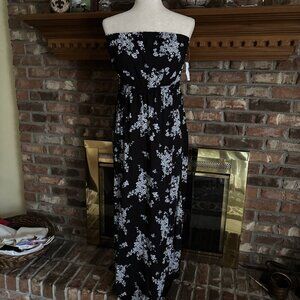 Old Navy Black Floral Strapless Maxi Dress Size Large NWT
